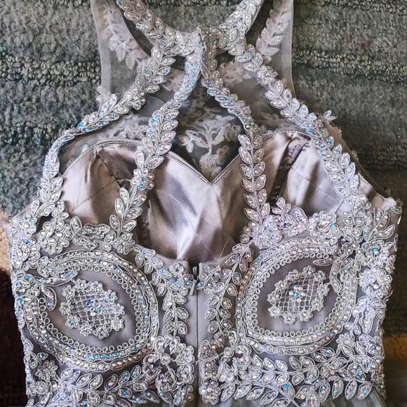 ForYouDress formal tulle and Beaded silver dress size 2xs - Picture 3 of 9